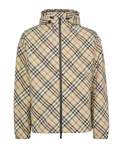 Burberry Check Twill Jacket In Beige