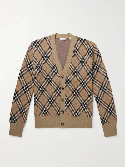 Burberry Archive Check Wool Cardigan In Animal Print