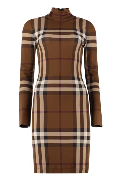 Burberry Woman Mini Dress Brown Size 4 Viscose, Elastane