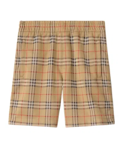 Burberry Checked Jersey Shorts In Brown