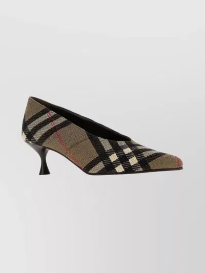 Burberry Checked Kitten Heel Pointed Toe Pumps In Multi