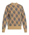 Burberry Check-pattern Wool Crew Neck Sweater Clothing In Neutral