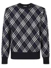 Burberry Diamond Pattern Knit Crewneck Sweater In Blue