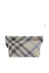 Burberry Ribbed Checked Jacquard-knitted Clutch In Beige
