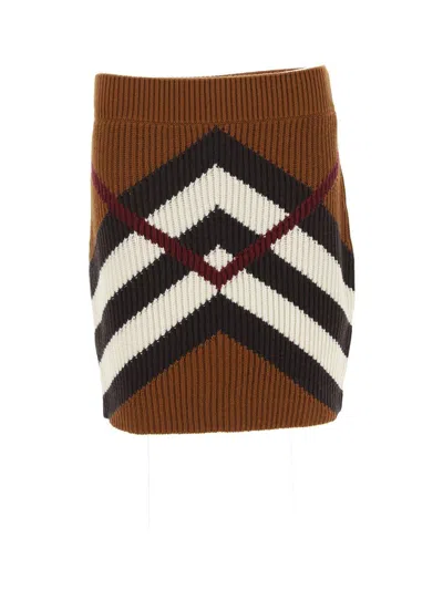 BURBERRY CHECKED KNITTED MINI SKIRT