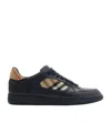 Burberry Indigo Blue Leather And Check Sneaker Terrace Men