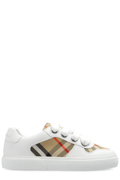 Burberry Kid Vulcansed Trainr In Beige