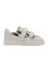 Burberry Check Cotton Leather Trainers In Gray
