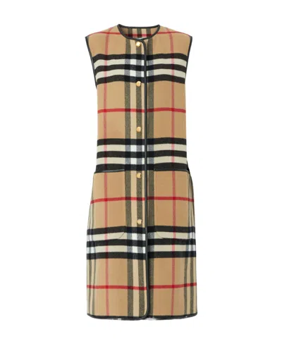 Burberry Checked Leather-trim Liner In Nude