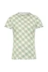 Burberry Womens Check-print Frilled Stretch-cotton T-shirt Breeze Ip Check