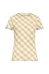 Burberry Check Pattern Crewneck T-shirt In Neutrals/pink