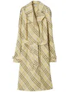 Burberry Long Check Linen Trench Coat In Neutrals