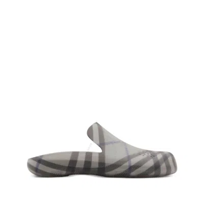 Burberry Checked-lining Stingray Rubber Clogs In Gray