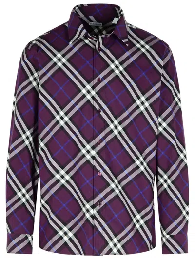 Burberry Check Purple Cotton Shirt