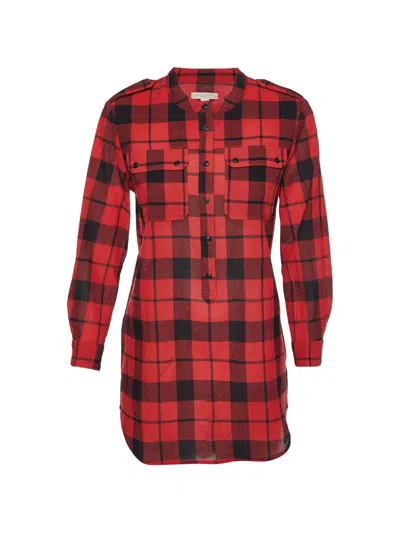 Pre-owned Burberry Checked Long-sleeve Blouse In Red