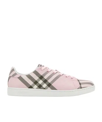 Burberry Checked Low-top Sneakers In Pink
