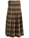 Burberry Ered Wool Blend Maxi Kilt Skirt In Neutrals