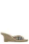 Burberry Checked Canvas-jacquard Espadrille Wedge Mules