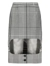 Burberry Checked Midi Skirt In Black