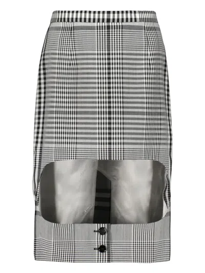 Burberry Checked Midi Skirt In Black