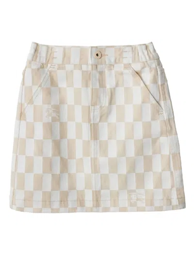 Burberry Kids' Checked Mini Skirt In 白色