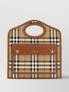 Burberry Woman Printed Canvas And Leather Mini Pocket Handbag In Brown