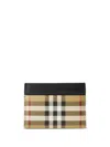 Burberry Textured Check Card Case With Contrast Trim