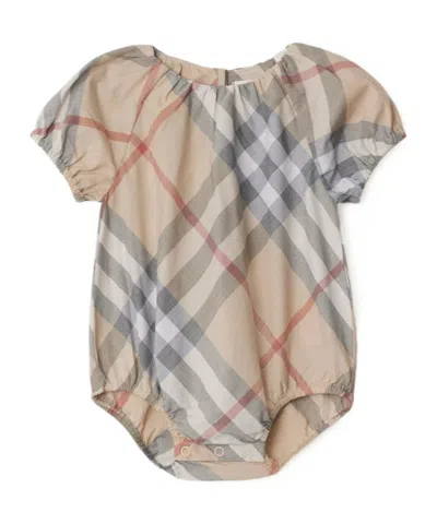 Burberry Checked Organic Cotton Three-piece Set In Gray