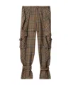 Burberry Check Silk Blend Cargo Trousers In Brown
