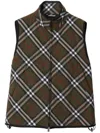 Shop Burberry Checked Padded Gilet In Green