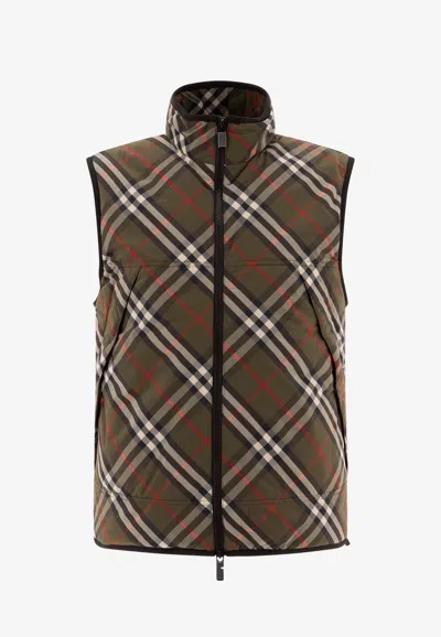 BURBERRY CHECKED PADDED ZIP-UP VEST