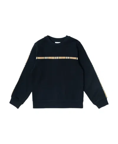 Burberry Checked-panel Long-sleeve Sweatshirt In Black