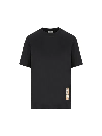 BURBERRY CHECKED PATCH CREWNECK T-SHIRT