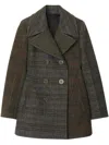 Burberry Patchwork Check Wool Pea Coat In Brown