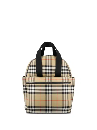 Burberry Kids' Checked-pattern Backpack In Brown