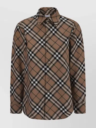 Burberry Women Beige Check Print Shirt, Xxs Luxury Shirts For Women Darveys In Black