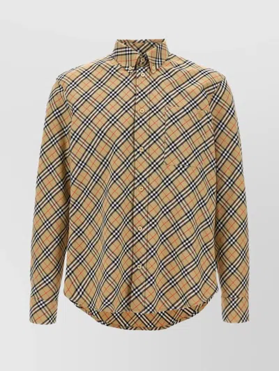 BURBERRY CHECKED PATTERN COLLAR SHIRT WITH FRONT POCKET