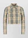 Burberry Checked Pattern Embroidered Denim Jacket In Neutral