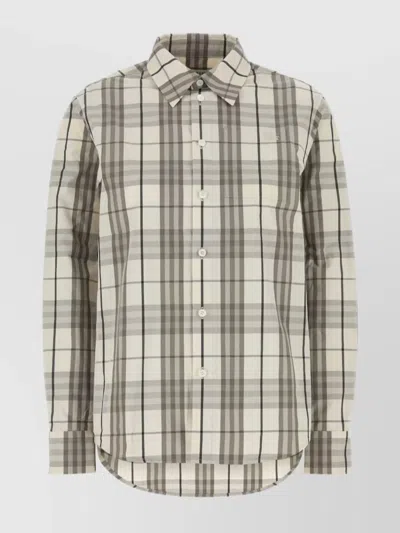 Burberry Checked Pattern Embroidered Poplin Shirt In Multi