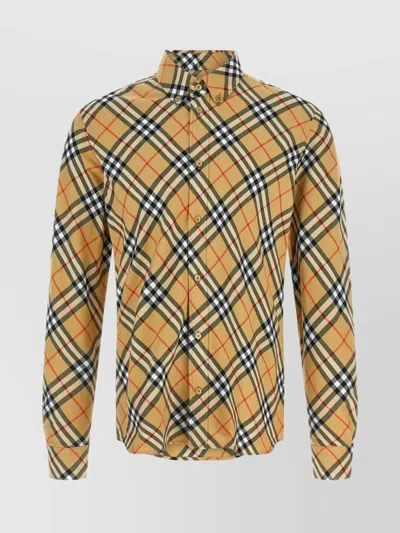 Burberry Checked Pattern Long Sleeve Button-down Shirt In Multi