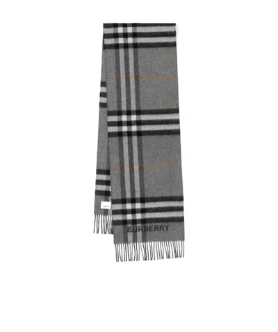 Burberry Checked Pattern Scarf In Gray