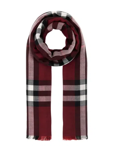 Burberry Checked-pattern Scarf In Red