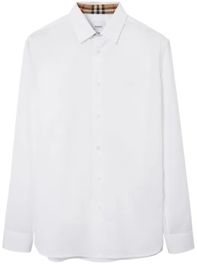 Burberry Checked Pattern Shirt Inside The Collar In White