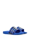 Burberry Checked-pattern Slides In Blue