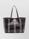 Burberry Checked Pattern Tote Bag With Dual Handles