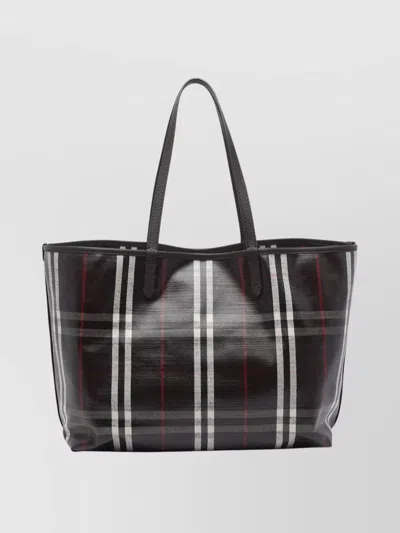 Burberry Checked Pattern Tote Bag With Dual Handles