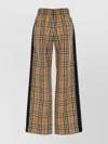 Burberry Checked Pattern Wide Leg Trousers In Brown