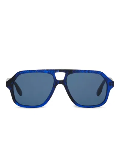 Burberry Kids' Checked Pilot-frame Sunglasses In Blue