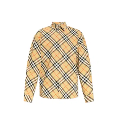 Burberry Checked Plaid Shirt In Brown