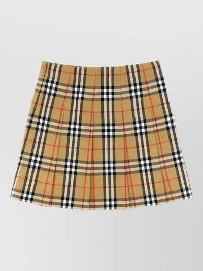 Burberry Checked Pleated Mini Skirt In Purple